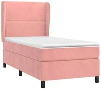 vidaXL Bett Boxspringbett mit Matratze Rosa 90x200 cm Samt