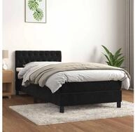 vidaXL Bettgestell vidaXL Boxspringbett mit Matratze Schwarz 90x200 cm Samt