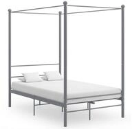 vidaXL Bett, Himmelbett Grau Metall 120x200 cm