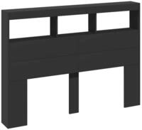 vidaXL Bett LED-Kopfteil mit Ablagen Schwarz 140x17x102 cm (1-tlg)