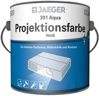 Jaegerlacke Wandfarbe Aqua Projektionsfarbe 391 Leinwandfarbe f&uuml;r Beamer reinweiss,