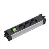 Bachmann STEP ALU 3xCEE7/3 1xSchalter GST18 Einbau-Tischsteckdosenleiste, 906.18801