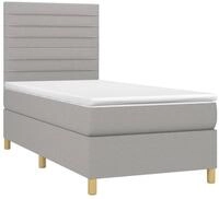vidaXL Bett Boxspringbett mit Matratze Hellgrau 90x200 cm Stoff