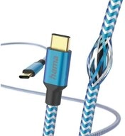 Hama USB-C Ladekabel mit Schnellladung, 1,5m, Nylon, Knickschutz, blau USB-Kabel