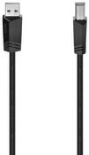 Hama USB-Kabel f&uuml;r PC und Notebook, USB-B auf USB-A, 1,50 - 5 m, Schwarz USB-Kabel,