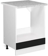 Vicco Herdumbauschrank R-Line, Schwarz Hochglanz/Wei&szlig;, 60 cm, AP Marmor (1-St)