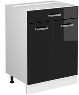 Vicco Unterschrank R-Line, Schwarz Hochglanz/Wei&szlig;, 60 cm mit Schublade, ohne