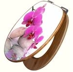 banjado WC-Sitz aus Bambus mit Absenkautomatik Motiv Orchidee (umweltfreundliches