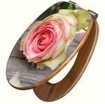 banjado WC-Sitz aus Bambus mit Absenkautomatik Motiv Rosa Rose (umweltfreundliches