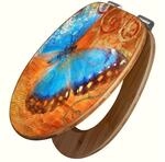 banjado WC-Sitz aus Bambus Motiv Schmetterling (umweltfreundliches Material,