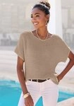 LASCANA Kurzarmpullover in lockerem Ajourstrick mit Metallic-Effekt leichter