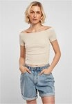 URBAN CLASSICS Rundhalsshirt Damen Off Shoulder Rib Tee schulterfreies T-Shirt