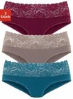 Vivance by Lascana Slip (3er-Pack) aus elastischer Baumwolle mit floraler Spitze