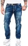 Rock Creek Straight-Jeans Herren Jeans Stonewashed dicke Naht RC-2056