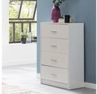 FINEBUY Schubkastenkommode FB52330 60cm mit 4 Schubladen Kommode in Wei&szlig; Sideboard