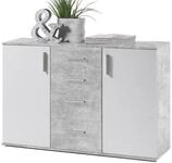 Bega Consult Kommode aus Spanplatte, in Beton / Wei&szlig;, mit 2 T&uuml;ren, 4 Schubk&auml;sten