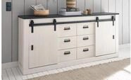 M&ouml;bel Akut Sideboard Sideboard Sherwood 55 Pinie wei&szlig; anthrazit mit soft-close 201