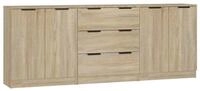 vidaXL Sideboard NA 3-tlg Sideboard Sonoma Eiche-Optik Spanplatte Kommode T&uuml;ren