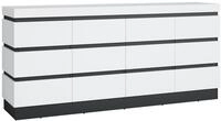 Meble W&oacute;jcik Kommode 4 T&uuml;ren, 2 Sch&uuml;be, Alpinwei&szlig; / Anthrazit - 200x93x45cm