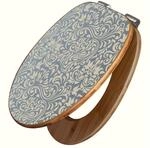 banjado WC-Sitz aus Bambus mit Absenkautomatik Motiv Blaues Ornament