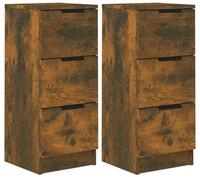 vidaXL Sideboard, Kommoden 2 Stk. R&auml;uchereiche 30x30x70 cm Holzwerkstoff
