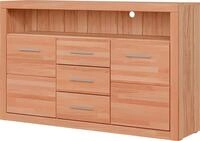 OTTO home Sideboard Ribe,130cm breit,80cm hoch,Oberplatte Holz massiv,6 F&auml;cher, Holz