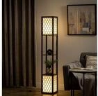 HOMCOM Stehlampe Stehleuchte mit Regal, Doppellicht, Schwarz 26 x 26 x 156 cm