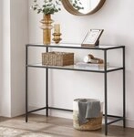 VASAGLE Konsolentisch, Beistelltisch, mit 2 Ablagen, Breite 100 cm, Hartglas