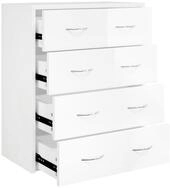vidaXL Sideboard, Kommode mit 4 Schubladen 60x30,5x71 cm Hochglanz-Wei&szlig;