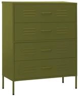 vidaXL Kommode, Sideboard Olivgr&uuml;n 80x35x101,5 cm Stahl