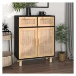 vidaXL Sideboard NA Sideboard Schwarz 60x30x75cm Massivholz Kiefer und...