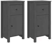 vidaXL Sideboard NA Sideboards 2 Stk Grau 40x35x80 cm Massivholz Kiefer