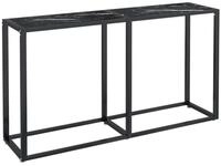 vidaXL Konsolentisch, Beistelltisch Schwarz Marmor-Optik 140x35x75,5 cm Hartglas
