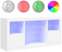 vidaXL Sideboard NA Sideboard mit LED Leuchten Wei&szlig; 142,5x37x67 cm Glas Vitrine