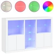 vidaXL Sideboard NA Sideboard mit LED Leuchten Wei&szlig; 162x37x100 cm Glas Vitrine