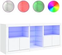vidaXL Sideboard NA Sideboard mit LED Leuchten Wei&szlig; 162x37x67 cm Glas Vitrine