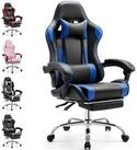 DUMOS Gaming-Stuhl Ergonomischer B&uuml;rostuhl mit Fu&szlig;st&uuml;tze, PU-Leder...