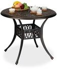 relaxdays Gartentisch Antiker Gartentisch mit Schirmloch, Schwarz-Bronze