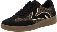 Plateausneaker RIEKER SPORT, Damen, Gr. 37, schwarz (schwarz, leo), Nubuklederimitat,