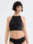 Crop-Top SLOGGI "ZERO Feel Bliss", Damen, Gr. XS, schwarz, Spitze, Obermaterial: 76%