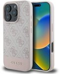 Guess Handyh&uuml;lle iPhone 16 Pro Kunstleder rosa mit Logo goldfarben 6,3 Zoll,