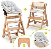 Hauck Hochstuhl Beta Plus Natural Newbornset Eco - Light Grey (Set), Holz Babystuhl