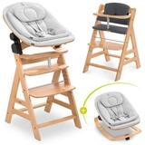 Hauck Hochstuhl Alpha Plus Natur Newborn Set Eco - Light Grey (Set), Holz