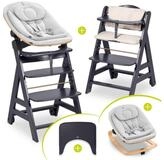 Hauck Hochstuhl Beta Plus Dark Grey Newbornset Eco - Light Grey (Set), Holz Babystuhl
