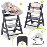 Hauck Hochstuhl Beta Plus Dark Grey - Newborn Set Premium (Set), Babystuhl ab Geburt