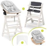 Hauck Hochstuhl Beta Plus White Newbornset Eco - Light Grey (Set), Holz Babystuhl ab
