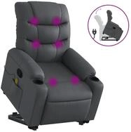 vidaXL Massagesessel, Relaxsessel mit Aufstehhilfe Grau Kunstleder