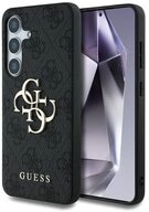 Guess Handyh&uuml;lle Galaxy S25 Kunstleder grau mit goldfarbenen Logo