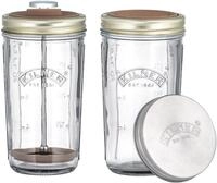 KILNER Protein Shaker, Glas, (Set, 4-tlg), f&uuml;r Nussmilch, mit Spritzschutz,...