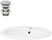 LuxeBath Waschbecken Aufsatzwaschbecken Keramik mit Ablaufgarnitur Waschbecken...